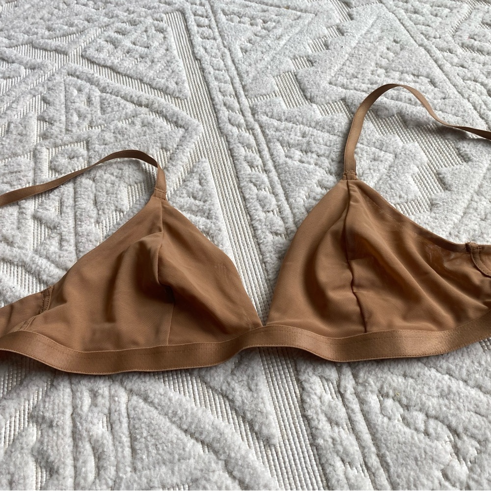 Caramel Brown Soft Bra with Adjustable Straps and Triangle Cups